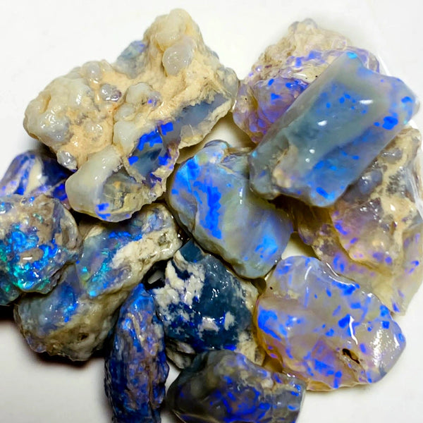 OPAL MONTH SPECIAL Lightning Ridge Rough Dark & Crystal Opal Parcel 63cts Lots of Potential & Cutters Lots Bright colours & bars 18x11x7mm to 10x9x4mm WSY99
