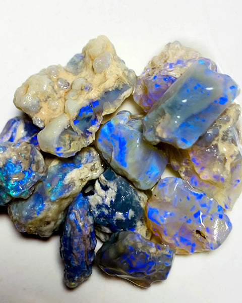 OPAL MONTH SPECIAL Lightning Ridge Rough Dark & Crystal Opal Parcel 63cts Lots of Potential & Cutters Lots Bright colours & bars 18x11x7mm to 10x9x4mm WSY99