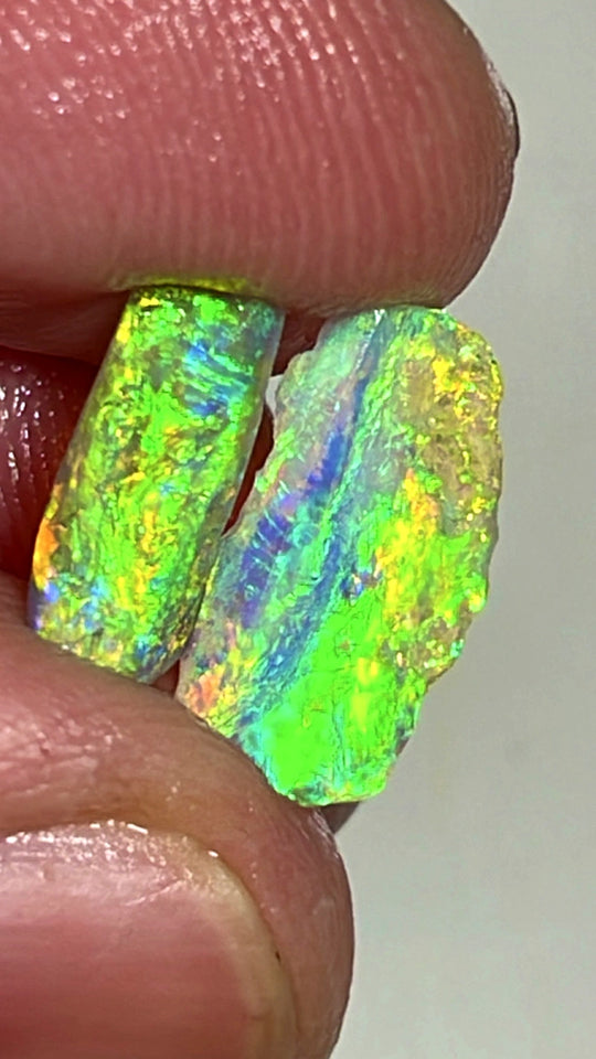 Lightning Ridge Little Miners Bench® Opal Rub Gorgeous Crystal Base Rough / Rub 2.35cts Saturation of stunning Multifires 13x6x1.5mm & 10x3x2mm WAA69