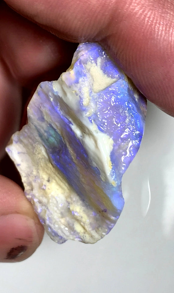 Lightning Ridge Rough Opal 53cts Seam formations Crystal lots fires showing 35x25x15mm  WSZ72