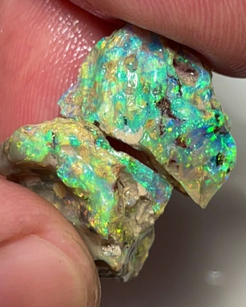 Exotic Very Unique Knobby opal formation Split 14.25cts Rough Full of Bright Multifires 18x13x7mm 15x12x6mm Auction112