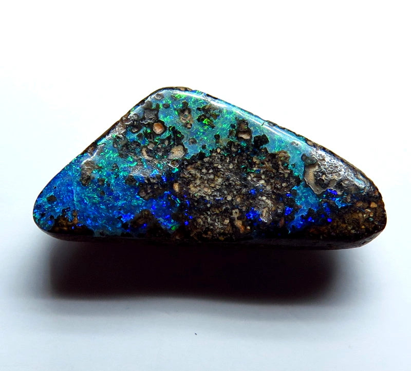 Australian Queensland Boulder opal Polished Gemstone 3.4cts From Winton with nice blue & green colours 19x9x3mm WAB74