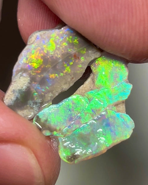 Mintabie Opal Dark Base Crystal Seam Rough 12.75cts Super Bright gorgeous Multifires 17x8x8mm to 17x10x3mm  RL014