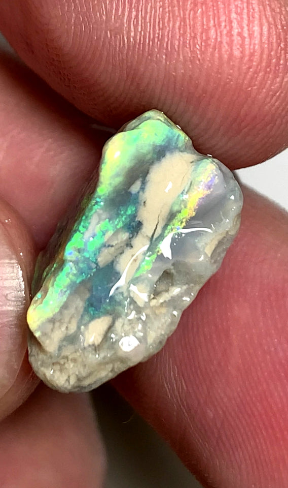 Lightning Ridge Rough Opal 12cts Untouhed Seam formation Crystal Stunning Bright  Multifires showing 18x15x8mm  WAA48