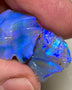 Dark Base Crystal Stunners Lightning Ridge Rough Opal 23.00cts Cutters Pair with Stunning Gorgeous Bright Blue dominant fires through out 18x15x12mm & 17x14x4mm NSW039