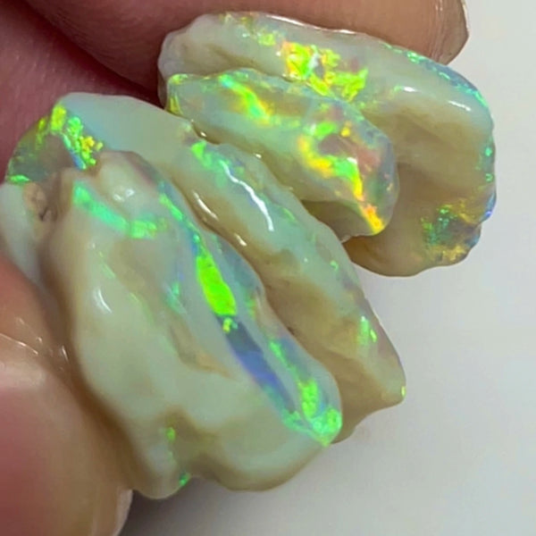 Stunning Stack of Lightning Ridge Seam opal rough 20.50cts Gorgeous Bright Yellow Dominant Multicolours & full of potential to cut 20x14x4 to 12x10x1.5mm NEW914