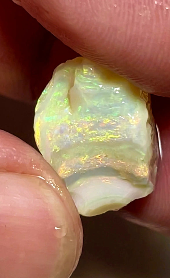 Australian Rough Coober Pedy Opal 12.5cts Seam lots Bright Multifires in the bars Packed with Potential 16x11x11mm WAB89