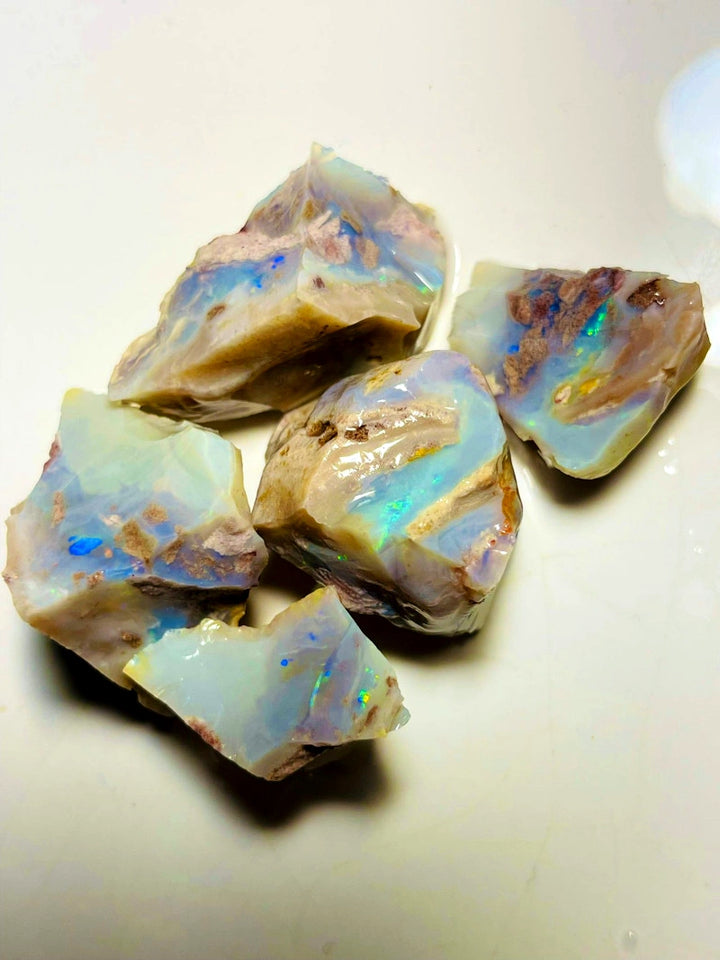 Lightning Ridge Rough Dark Base Huge Chunks of seam Opal Parcel 295cts Lots of Potential Showing nice colours & bars 33x28x25mm to 28x20x13mm WAC11