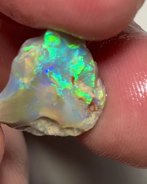 Lightning Ridge 6cts Untouched  Dark base Crystal knobby Opal rough to cut/carve Bright Multicolours 18x14x3mm 1335