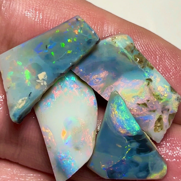 Lightning Ridge Seam opal rub/rough parcel 34.75cts Gorgeous exposed faces with Red/Pink dominant Multifires to Polish & Set 25x11x5mm to 20x14x2mm NEW968