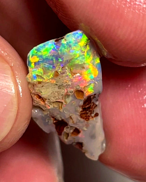 Lightning Ridge Opal Dark Base Seam Rough Rub 4.95cts Super Vibrant & Bright Multifires 24x12x3mm WAE51