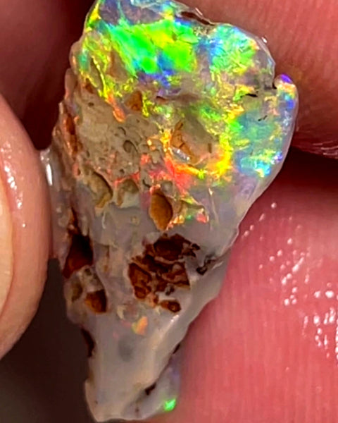 Lightning Ridge Opal Dark Base Seam Rough Rub 4.95cts Super Vibrant & Bright Multifires 24x12x3mm WAE51