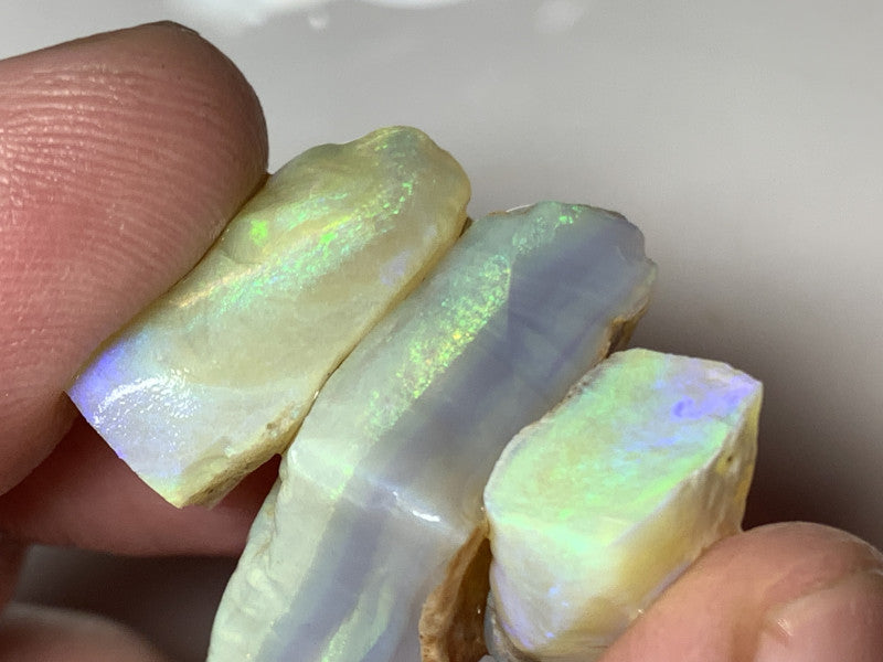 Lightning Ridge Rough Opal Thick Seams Stack cutters 61cts Select Material Lots Bright Stunning Multifires thick bars 25x20x10mm to 20x13x7mm WSU39