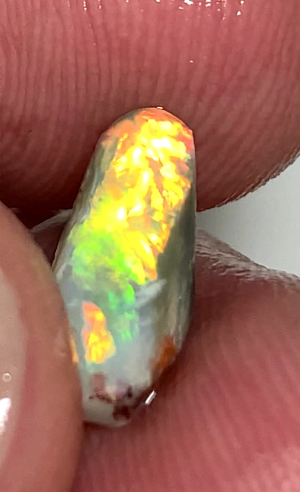 Lightning Ridge Opal Miners Bench® Tiny Seam Crystal base Rough / Rub 1.4cts Gorgeous Vivid Bright Multifires  12x4x3mm XMASB03