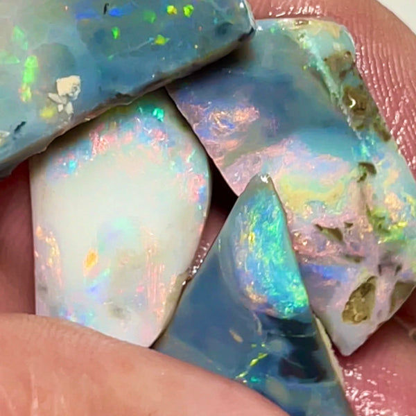 Lightning Ridge Seam opal rub/rough parcel 34.75cts Gorgeous exposed faces with Red/Pink dominant Multifires to Polish & Set 25x11x5mm to 20x14x2mm NEW968