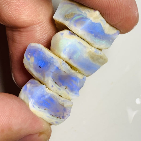 Lightning Ridge Rough Opal Thick Seams Stack cutters 70cts Potential Grade  Lots fires in nice thick bars 18x15x8mm to 15x15x8mm WST11