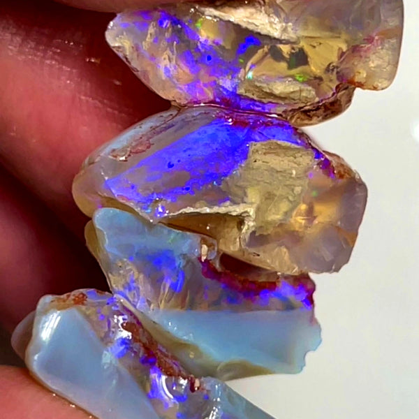 Lightning Ridge 37cts Bright 2 sets knobby Opal rough splits Stunning Bright Blue dominant fires 18x16x7 to 18x8x7 mm 1130