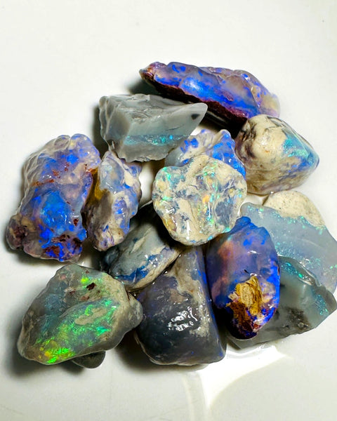 Lightning Ridge Rough Opal Parcel 68cts Cutters Select Black & Dark colourful material to cut 18x10x5mm to 11x9x6mm WAA77
