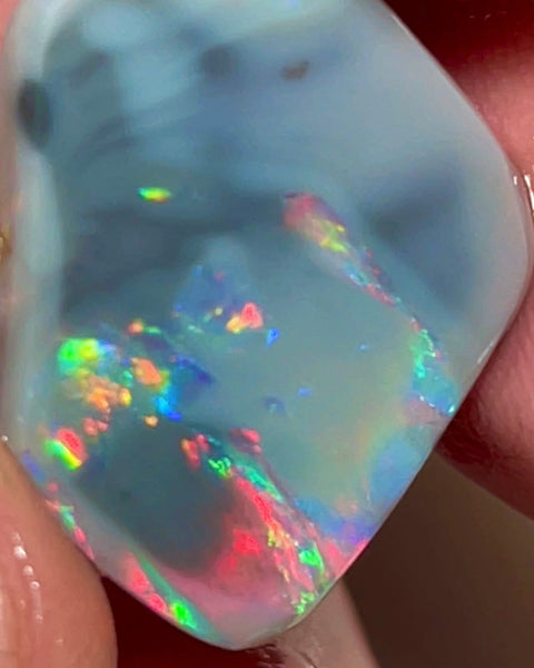 Picture stone Seam opal rub rough of Lightning Ridge 9.90cts Bright Gorgeous Reds & Multifires to exposed face  25.00x 18.00x 2.50mm NEW936