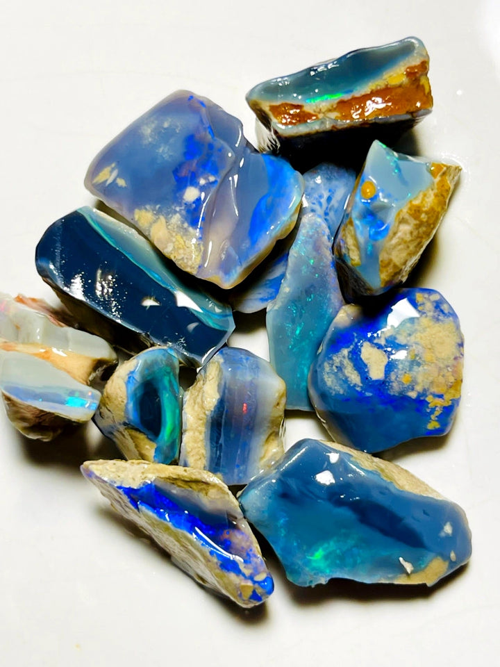 Lightning Ridge Rough nice Thick  Dark  Seams Opal Parcel 155cts Lots of Potential & Cutters Lots Bright colours & bars 23x15x7mm to 14x10x8mm WAC24