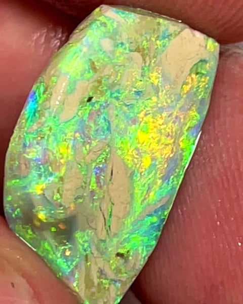 Lightning Ridge "Coocoran" Crystal Opal knobby formation Rough Rub 6.25cts Very Bright Yellow Dominant Fires 20x12x3mm 1009