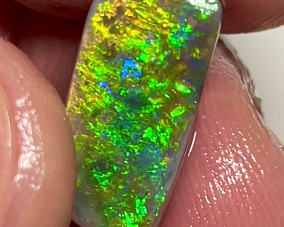 Gem Rub Of Lightning Ridge 4.95cts Stunning Super Bright & gorgeous Electric Multifires for setting in fine jewellery  17.00x 8.00x 3.00mm