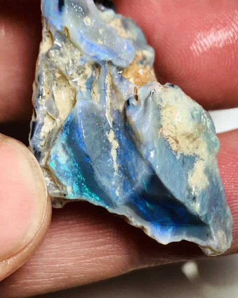 Lightning Ridge Rough Mulga® Black Opal Huge Single Seam 60cts Beautiful & Bright Fires to cut or carve 42x25x20mm WSX79