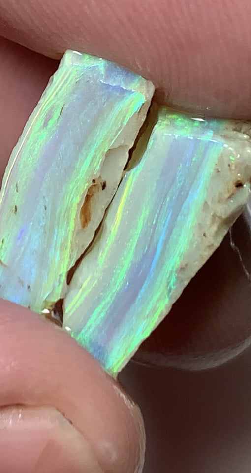 Lightning Ridge Rough Opal Crystal 16.5cts Cutters Candy® Exotic Seam Split Gem Grade packed with Amazing Bright fires in stunning bars 20x10x6mm & 18x8x7mm WSV19