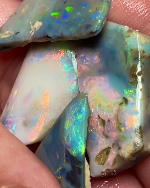 Lightning Ridge Seam opal rub/rough parcel 34.75cts Gorgeous exposed faces with Red/Pink dominant Multifires to Polish & Set 25x11x5mm to 20x14x2mm NEW968