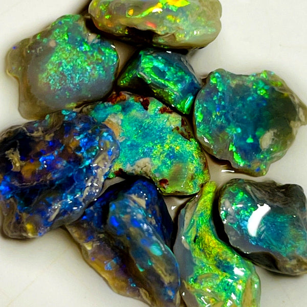 Lightning Ridge Rough Cutters Candy®  Dark & Crystal knobby Opal parcel 27cts Vibrant stunning & Gorgeous Bright Multifires & bars 17x13x8mm to 8x7x5mm WAC16