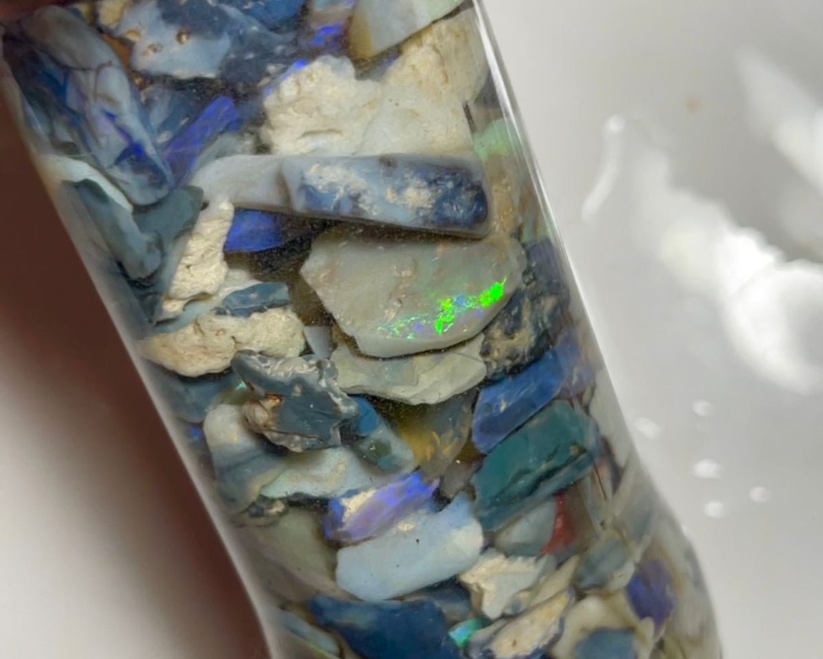 Lightning Ridge Gamble material with colours to explore 235cts 16x15x5 to 8x5x1 mm NSA022