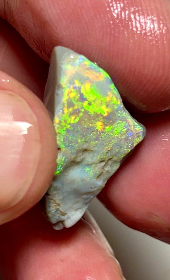 Lightning Ridge Rough / Rub Dark base Seam opal 11cts  Vibrant Bright Gorgeous Array of Multifires 25x14x6mm WAE5