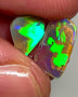 Lightning Ridge Opal Dark Crystal Base Seam pair Rough Rub 2.6cts Super Vibrant & Bright Green Dominant Multifires  13x7x2 & 9x7x4 mm WAE52