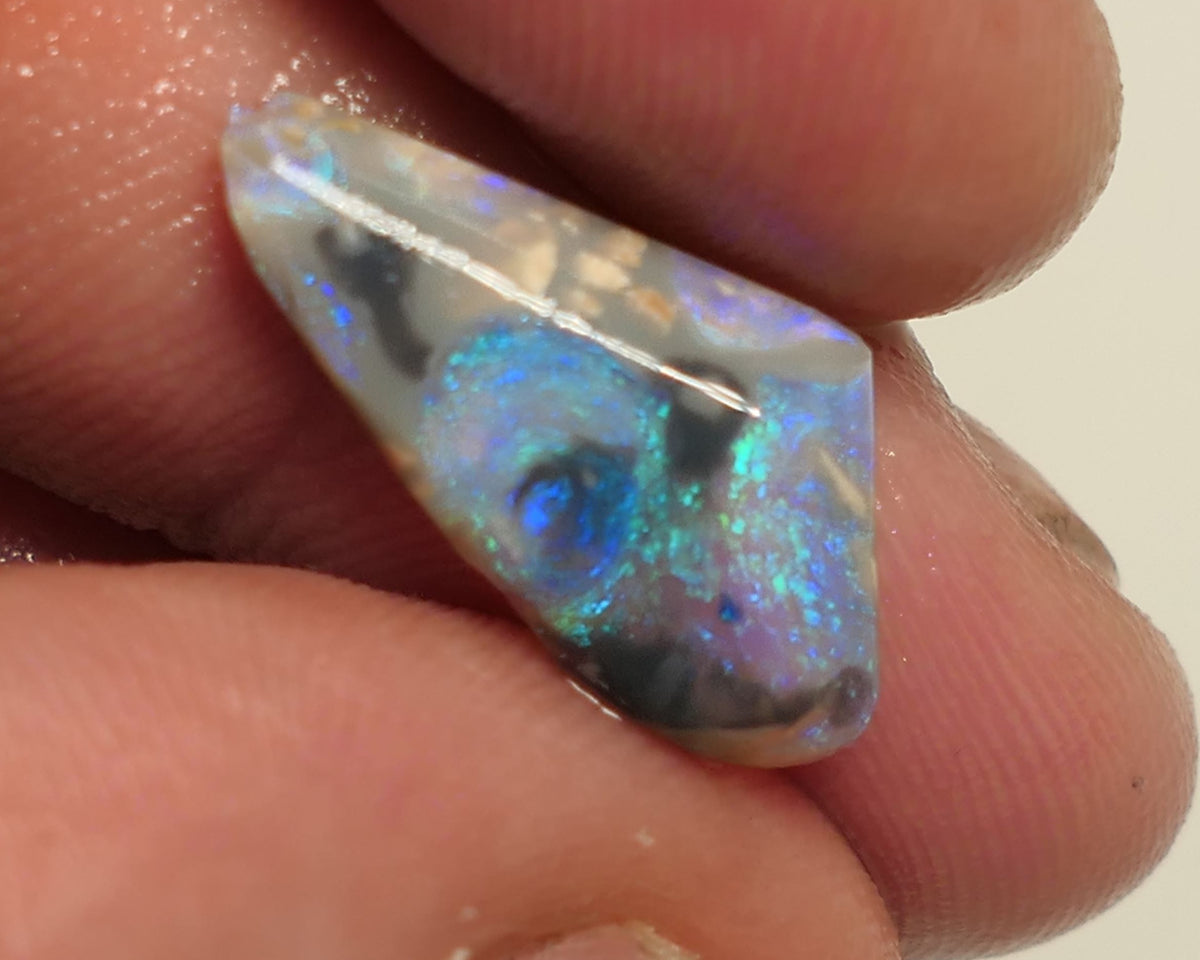 Lightning Ridge Rough / Rub Miners Bench® Picture stone Dark Crystal opal 4.25cts Lots of nice fires 20x10x3mm 3Apr