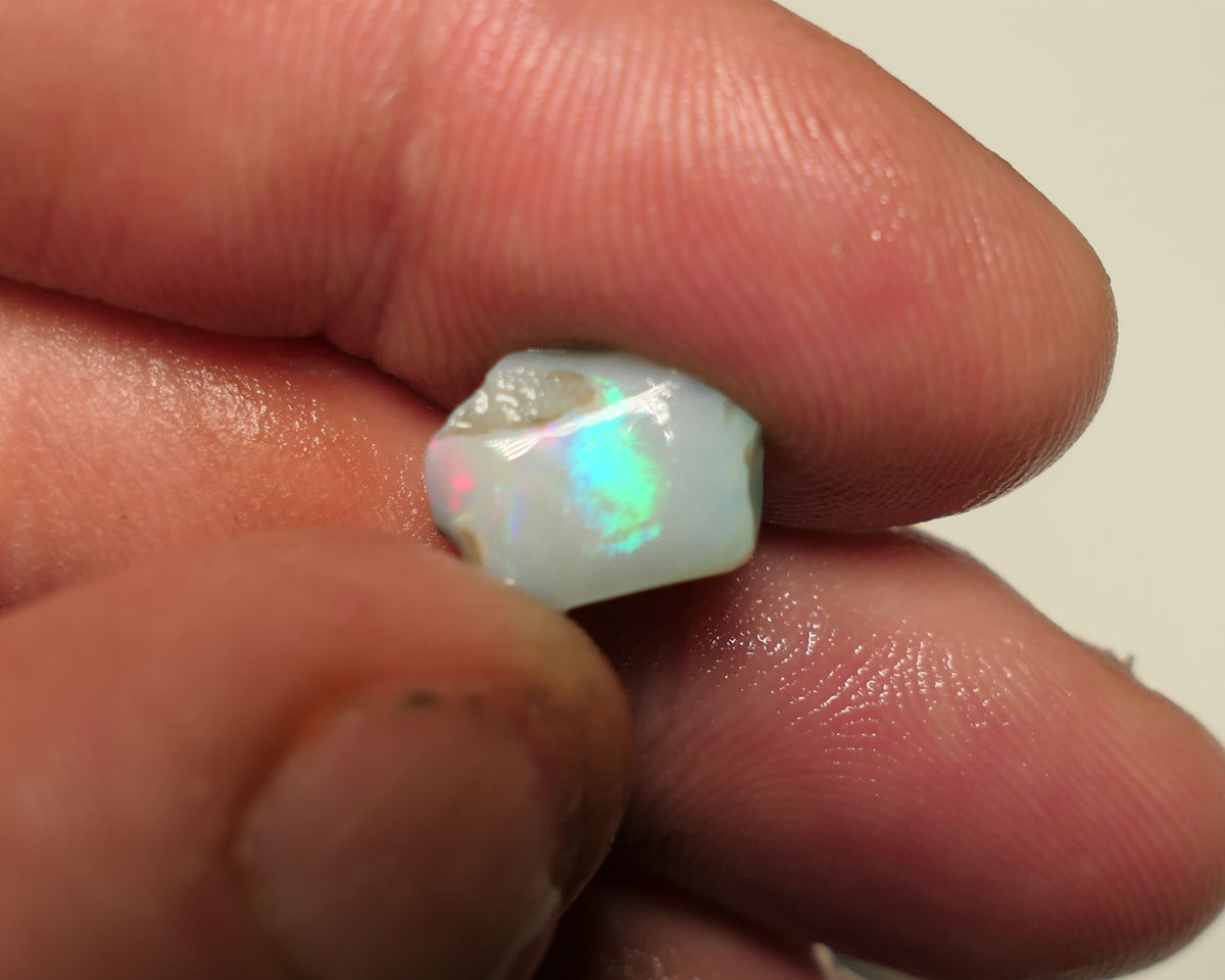 Lightning Ridge Rough / Rub Dark Seam opal Miners Bench® 2.6cts Directional Vibrant zone of broad fires 10x8x3mm 16APR