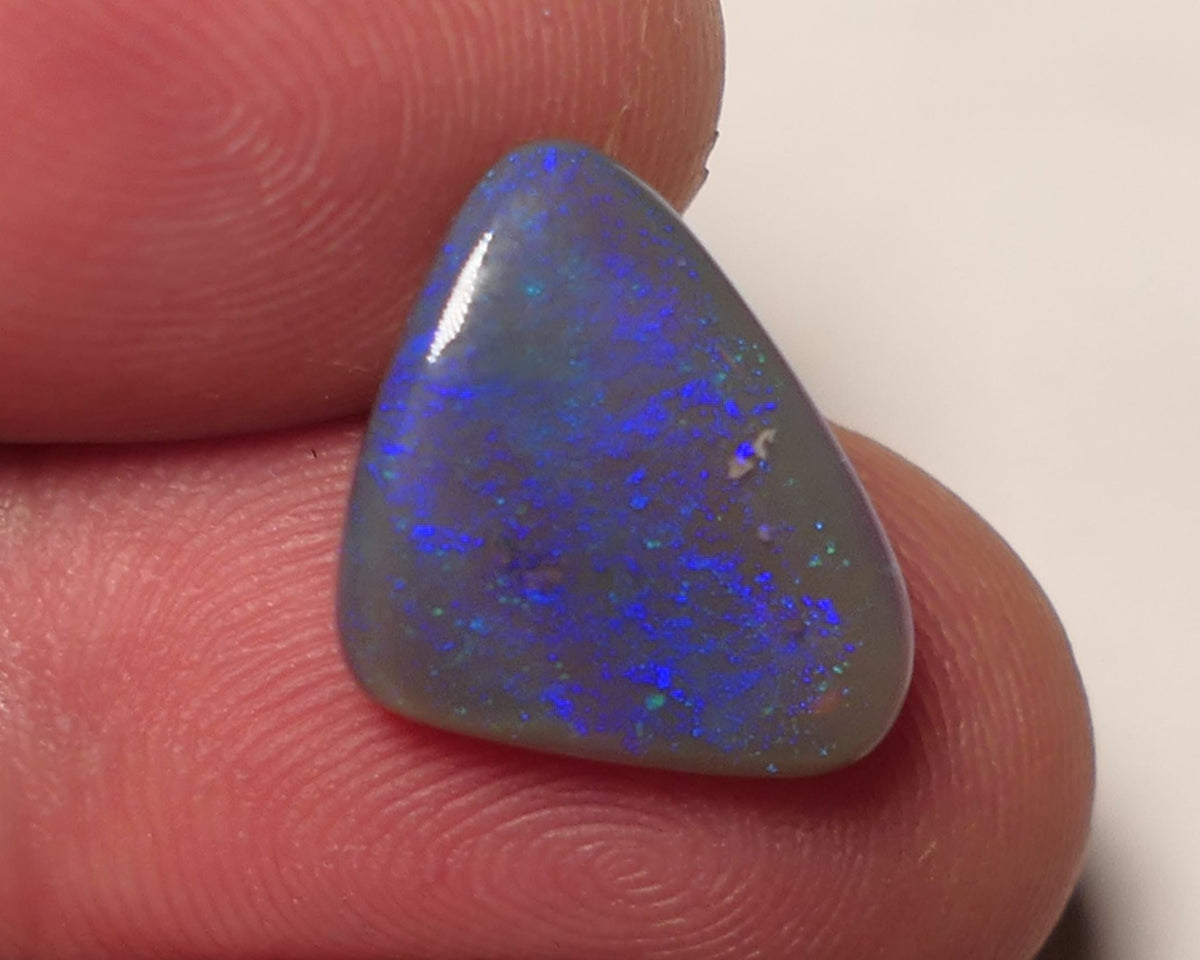 Lightning Ridge Double Sided Dark Crystal Opal Gemstone 5cts Gem Grade  N6 Body Tone B3 Stunning Blues with flashes of Greens 15x16x3mm WAC60