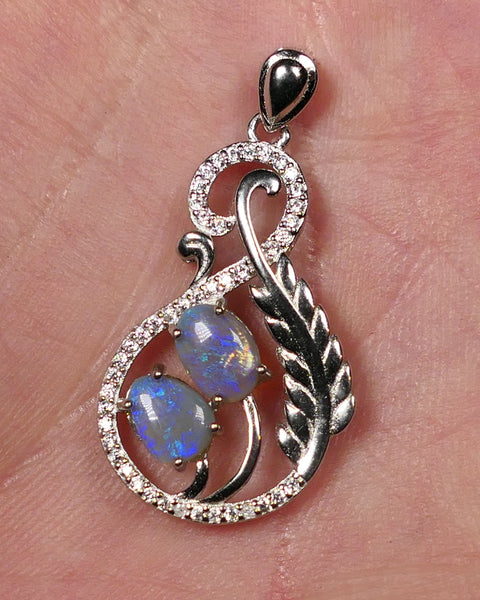 Miners Bench® Stunning Dark Opal Pair 7x5mm Oval 0.4cts approx  in Sterling Silver 925 Pedant with Bail Setting FP351