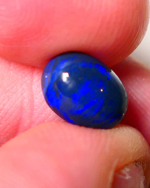 Lightning Ridge Black Crystal Opal Gemstone 2.40cts Gem Grade Mulga® N4 Black Body Tone High dome B6 Brightness Stunning Royal Blues 10x6x5mm UK07