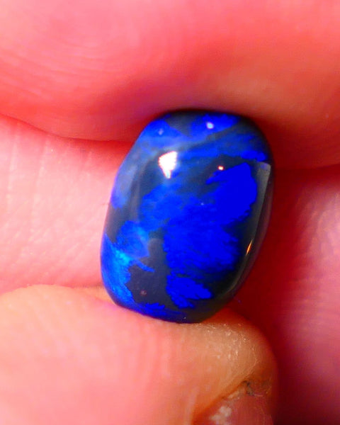 Lightning Ridge Black Crystal Opal Gemstone 2.40cts Gem Grade Mulga® N4 Black Body Tone High dome B6 Brightness Stunning Royal Blues 10x6x5mm UK07