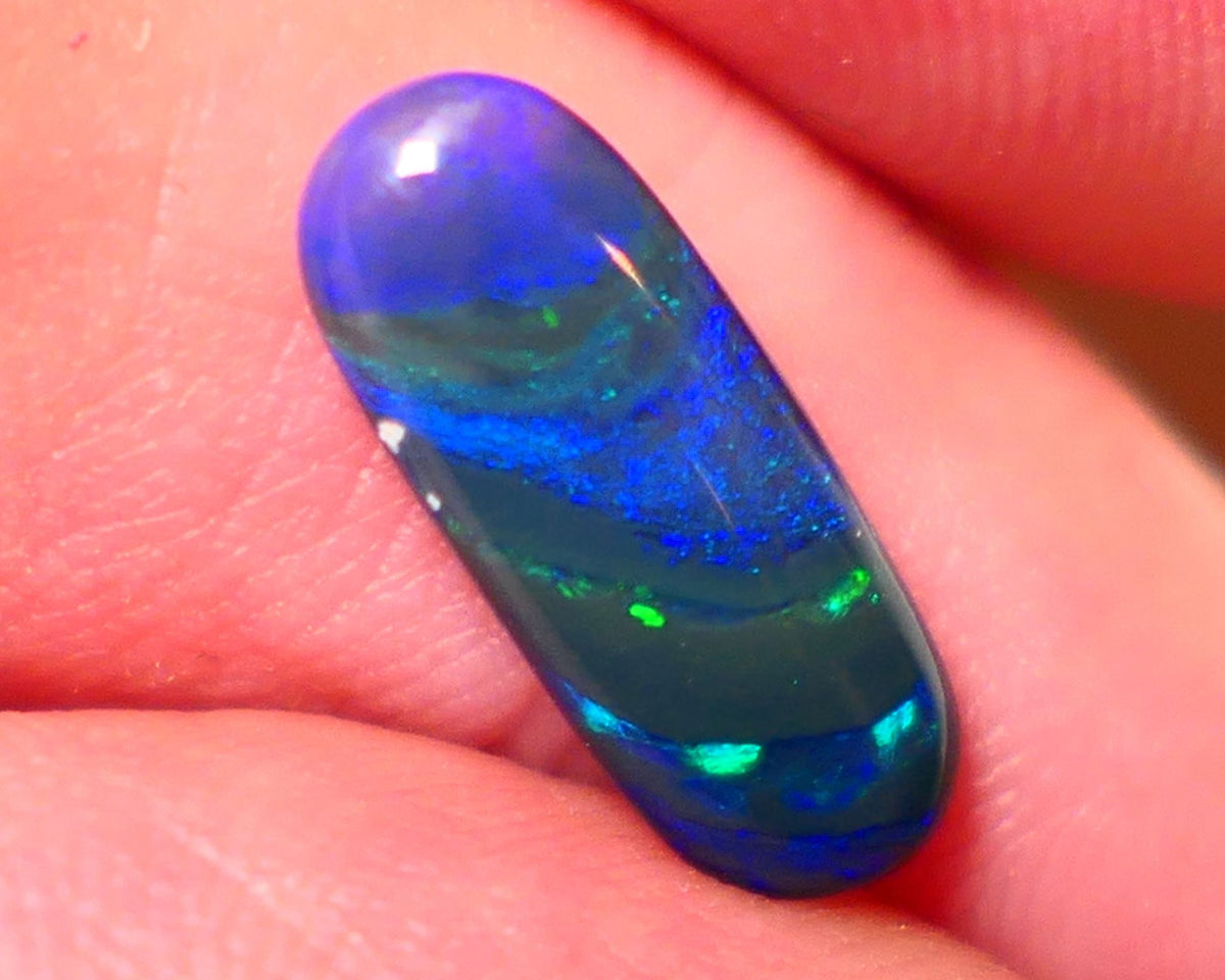 Lightning Black Opal Gemstone 2.4cts Gem Grade Mulga® N3 Black Body Tone B4 Brightness Stunning Multifires 15x6x3mm UK06