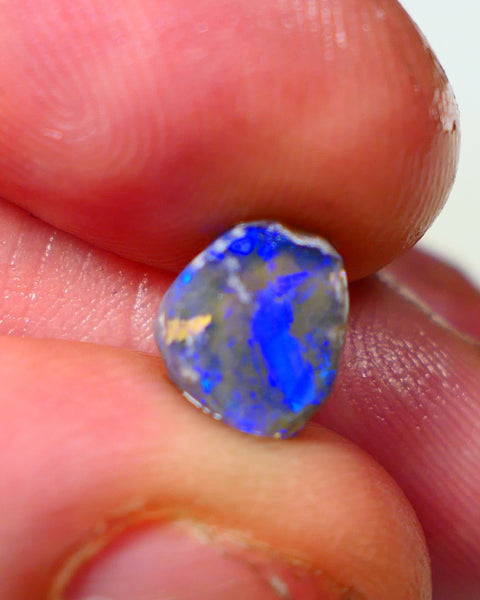 Lightning Ridge Opal Dark Base Crystal Knobby Rough Rub 1.7cts Stunning Bright Blues 9x8x3mm WAE22