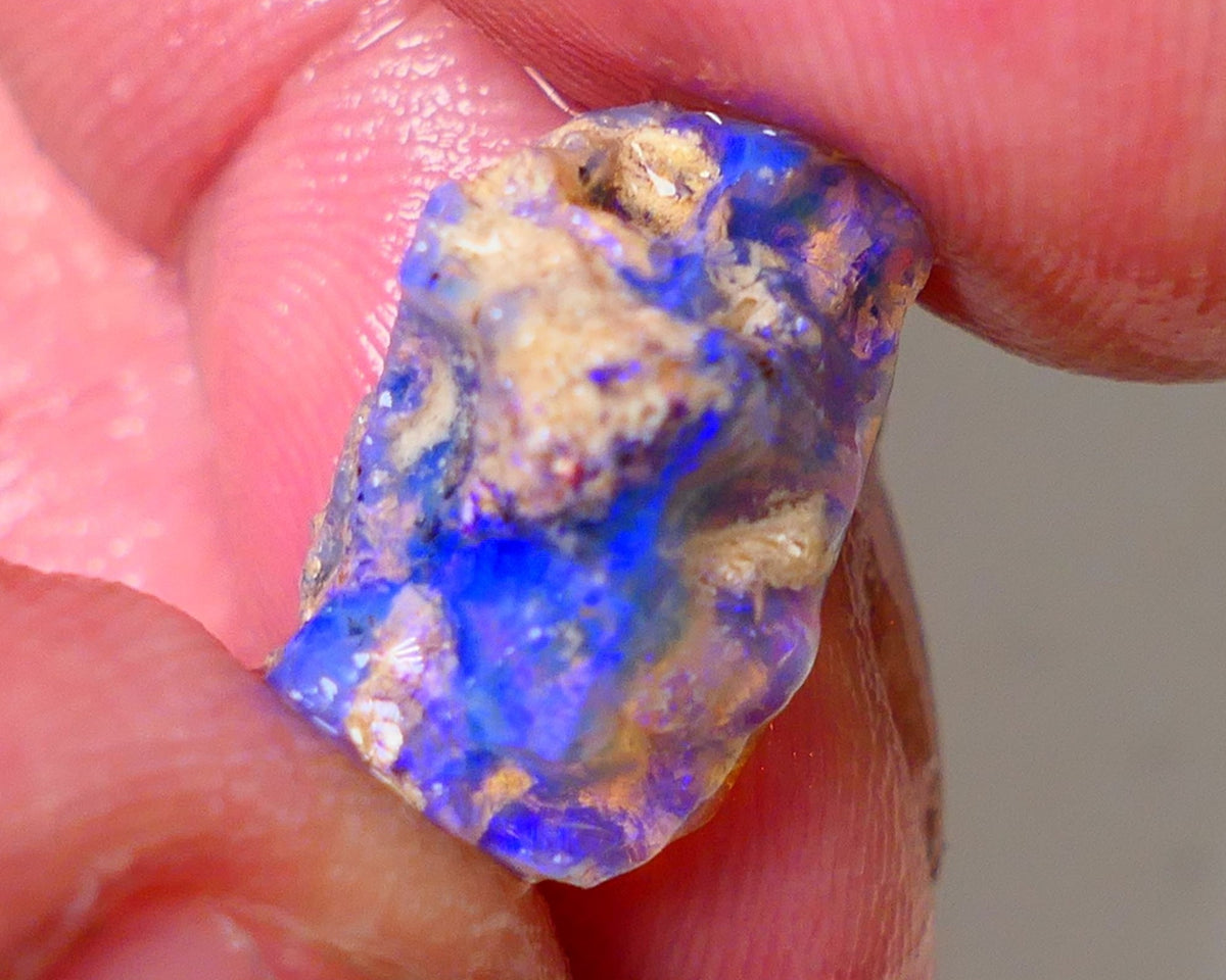 Lightning Ridge Rough Opal 7.75cts Crystal Pea Knobby showing nice  Bright Blue colours 16x11x10mm 0660
