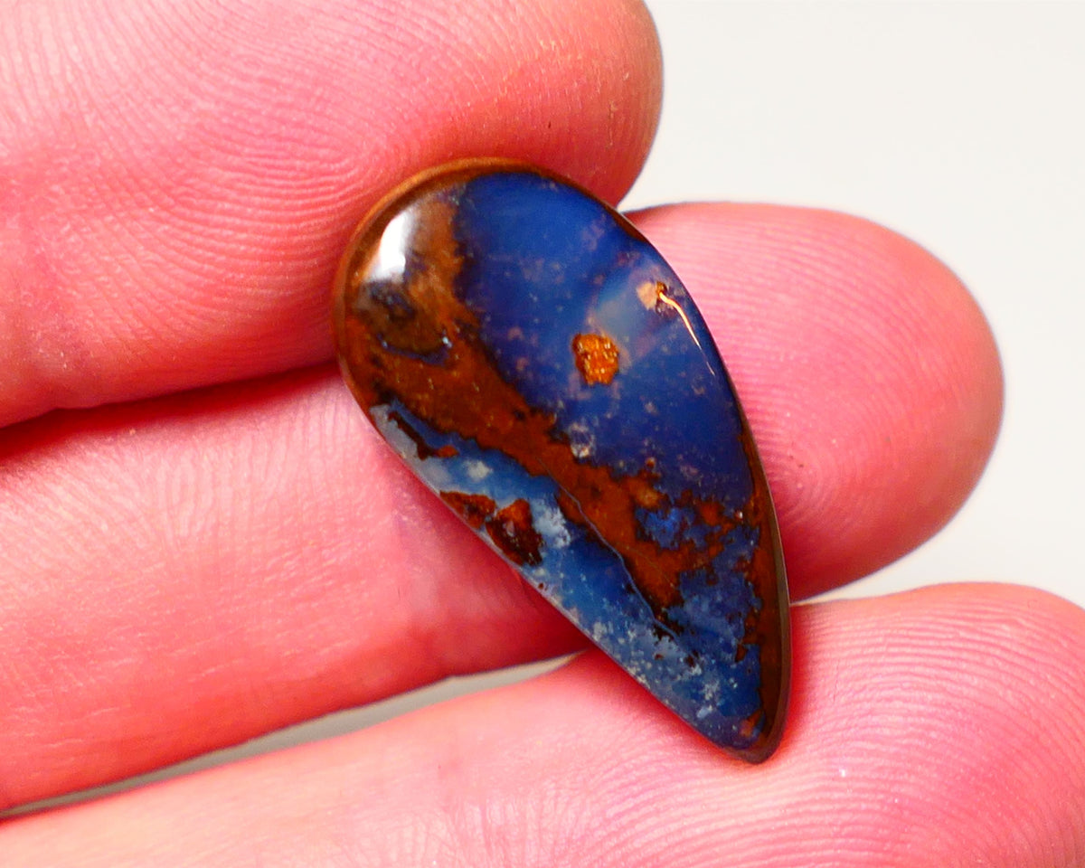 Winton Boulder Opal Gemstone 22cts Nice Face showing Bits of Fires only Ready Drill as a Pendant 25x13x8mm 0721