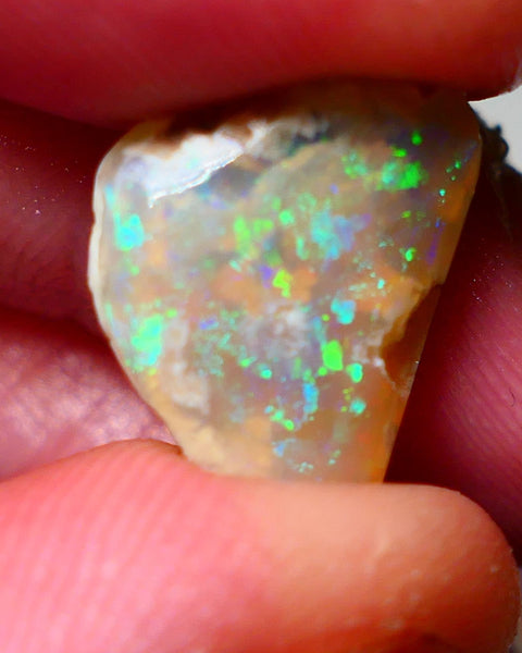 Lightning Ridge Opal Crystal Base Knobby Rough Rub 7.00cts Stunning Bright Multifires Confetti 15x12x5mm 0916