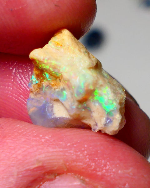 Lightning Ridge Rough Opal 5.75cts Crystal formation showing some Bright Electric Multi Fires 15x10x8mm 0922