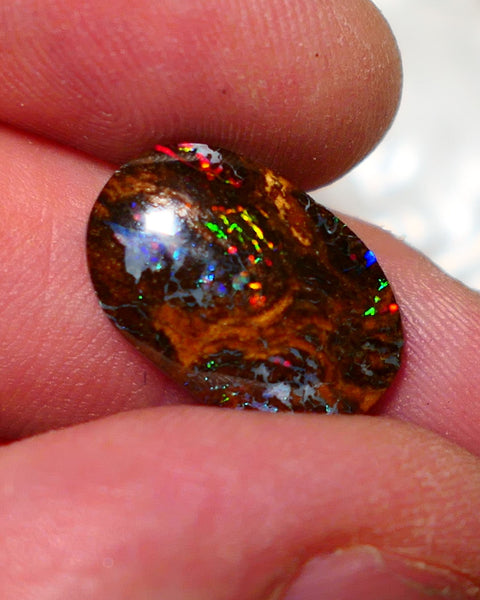 Australian Queensland Boulder Matrix opal Polished Gemstone 7.00cts Red Alert gorgeous Bright Multifires 18x11.5x4mm BO016