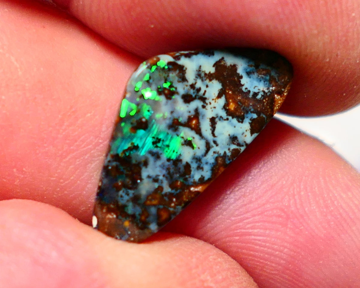 Australian Queensland Boulder opal Polished Gemstone 7.15cts Bright gorgeous fires From Winton 20x10x4mm BO017