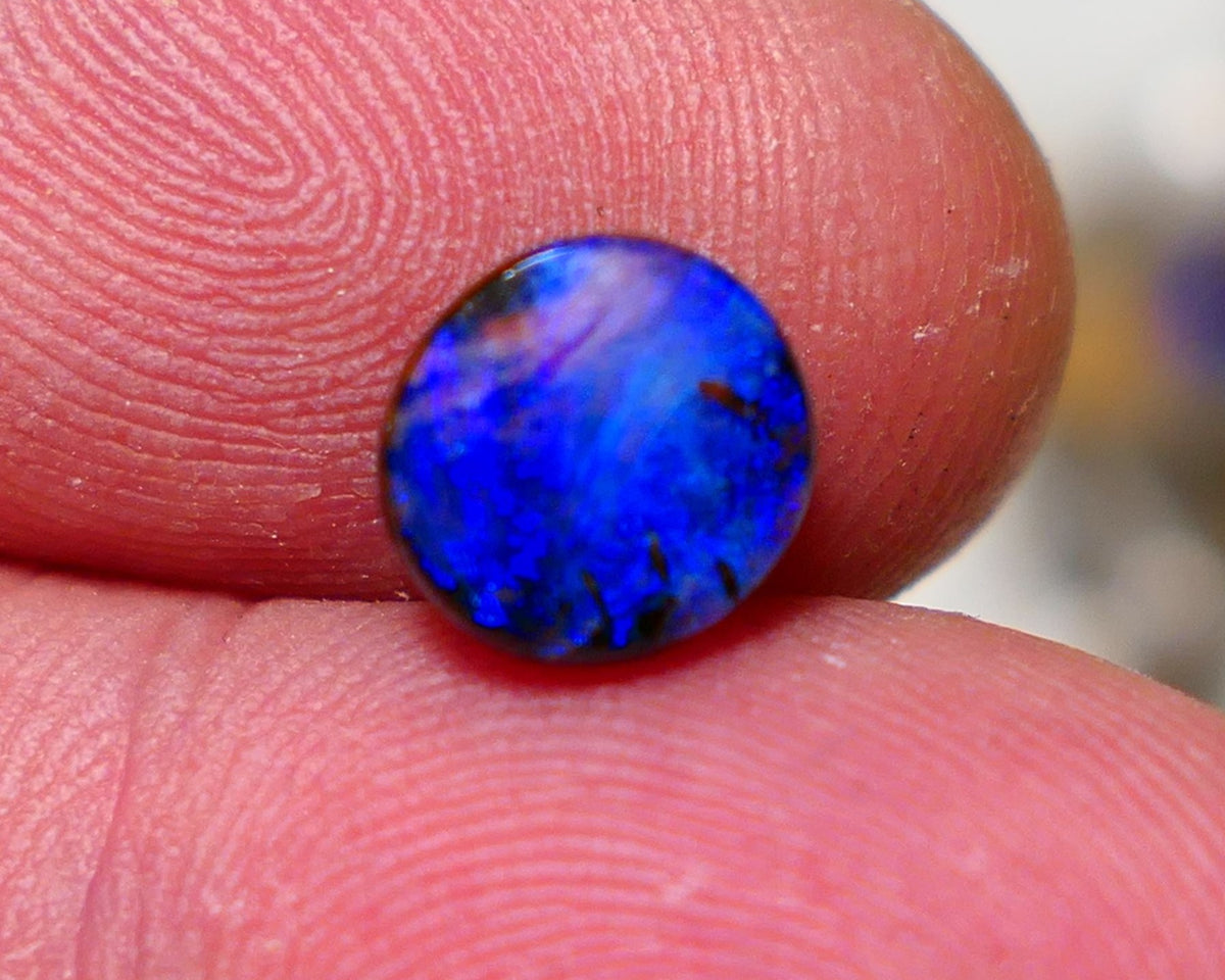 Australian Queensland Boulder opal Polished Gemstone 1.75cts Bright gorgeous blue fires with red fire flash From Winton 8.5x8.2x2.6mm BO018