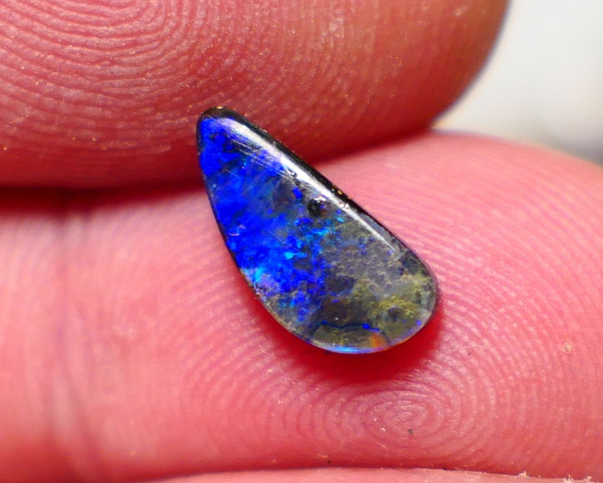 Australian Queensland Boulder opal Polished Gemstone 1.40cts Freeform cut Bright gorgeous blue fires From Winton  11x5x2.5mm A1518