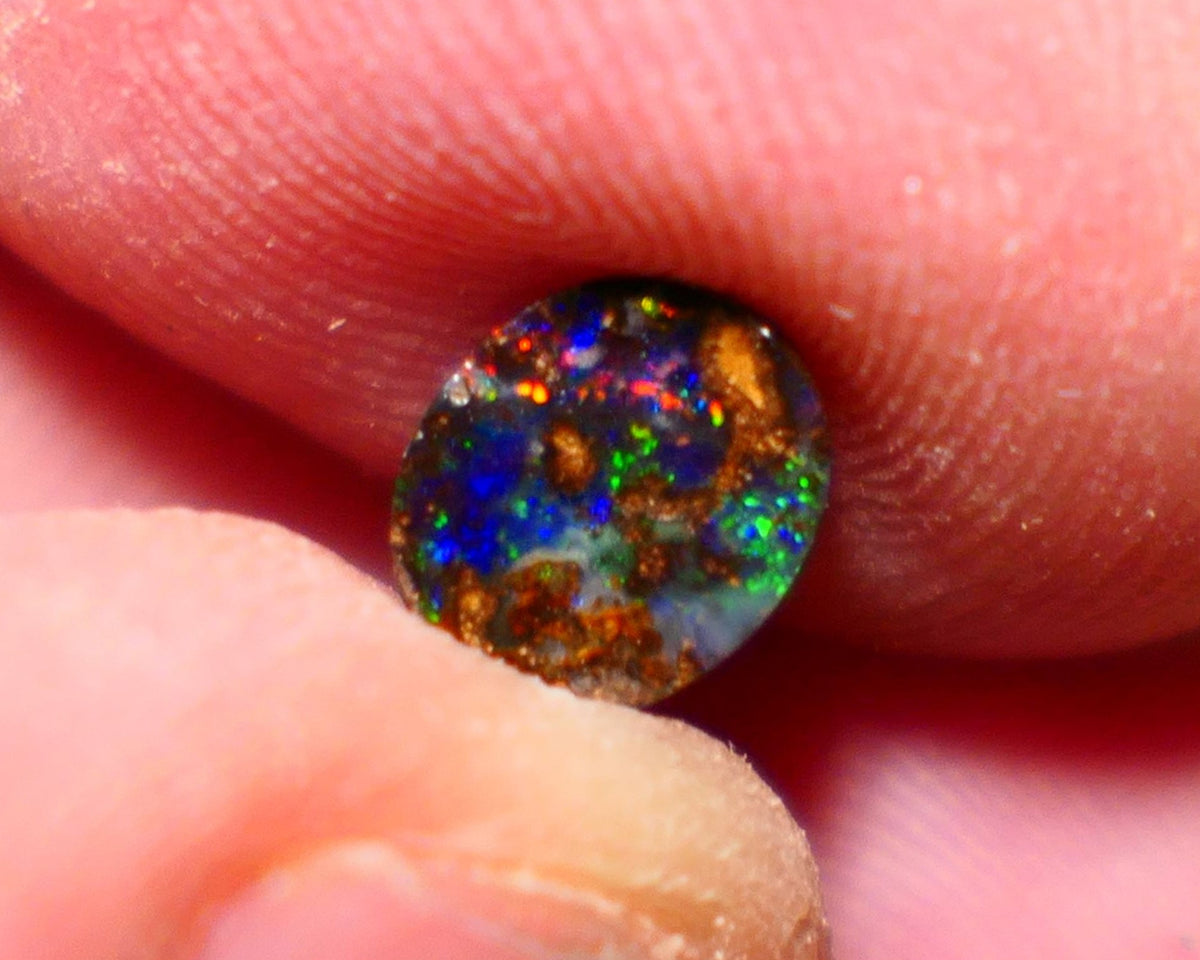 Australian Queensland Boulder opal Polished Gemstone 1.00cts Freeform Oval cut Bright Gorgeous multifires from Winton 7x9x2mm BO-011